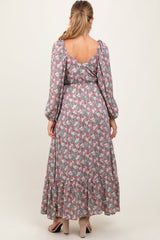 Pink Floral Reversible Long Sleeve Maternity Maxi Dress