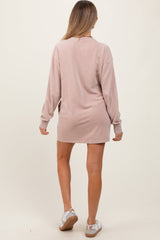 Taupe Long Sleeve Oversized Sweatshirt Maternity Mini Dress