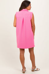 Pink Sleeveless Polo Maternity Mini Dress