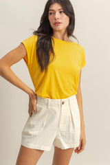 Yellow Dolman Sleeve Round Neck Maternity Top