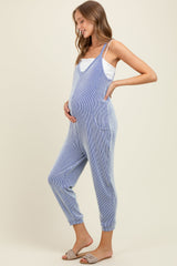 Royal Blue Ribbed Sleeveless Maternity Jumpsuit