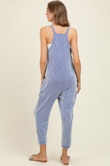 Royal Blue Ribbed Sleeveless Maternity Jumpsuit