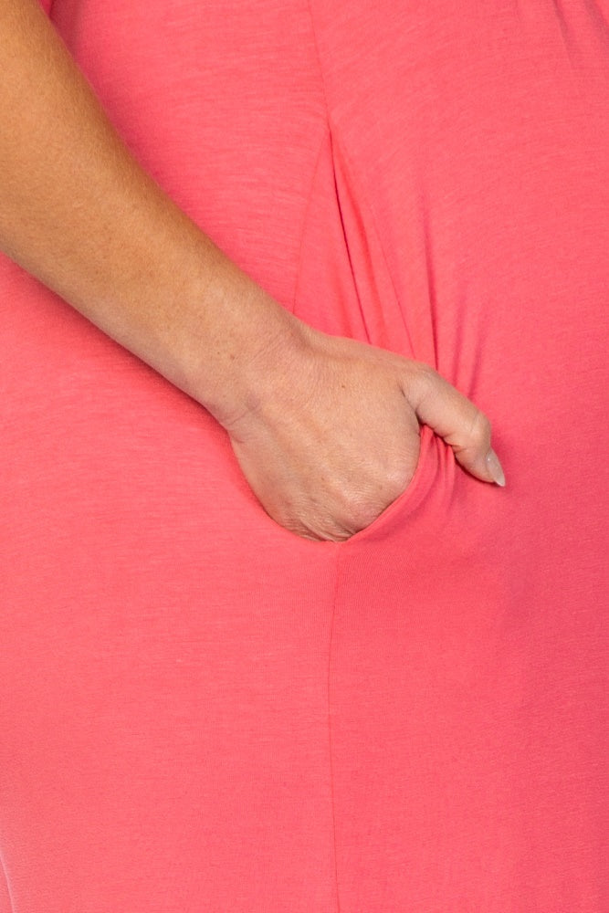 Coral Sleeveless Wide Leg Maternity Jumpsuit