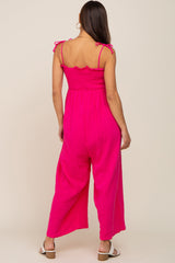 Fuchsia Sleeveless Cropped Maternity Jumpsuit