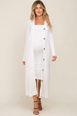 White Ribbed Maternity Dress Set