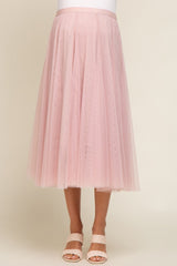 Light Pink Tulle Maternity Midi Skirt