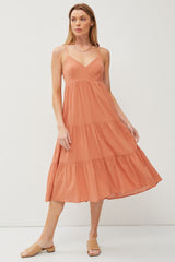 Rust Sleeveless Maternity Maxi Dress